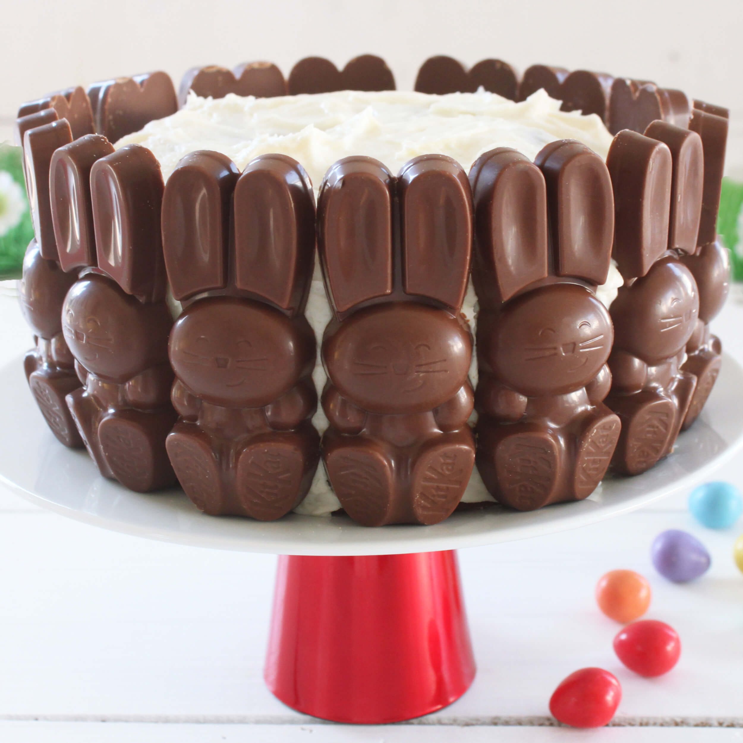 carrot cake with kitkat bunnies