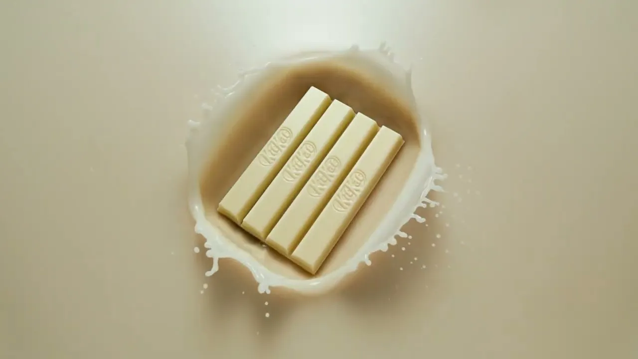 KitKat White che si tuffa in un goloso splash